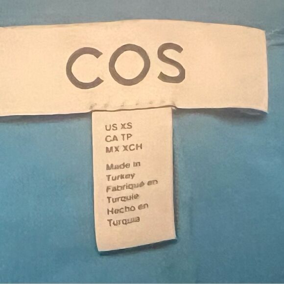 COS Top Size XL-L Blue 100% Cotton Short Sleeve - Picture 4 of 7
